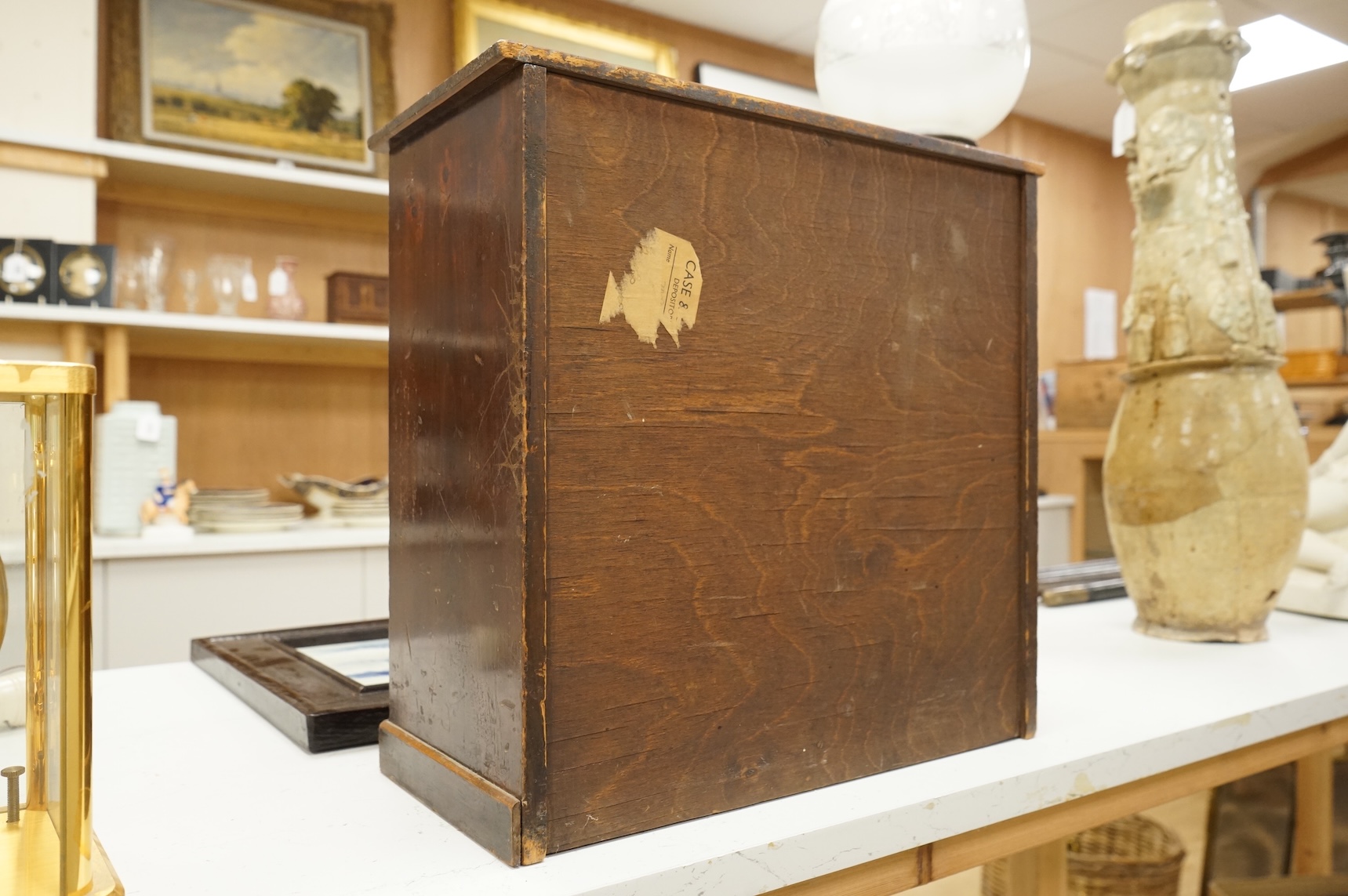 A Victorian walnut table-top chest with five drawers, 39cm high